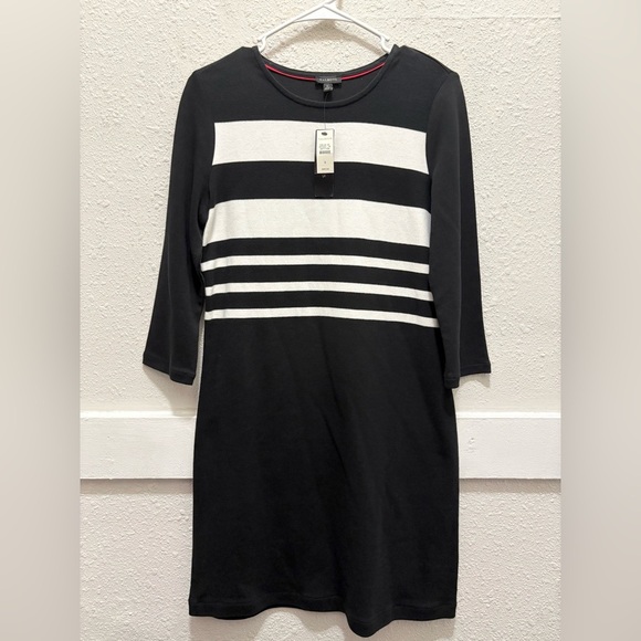 Talbots Dresses & Skirts - Talbots Black and White Stripe Cotton Dress Size Small NWT